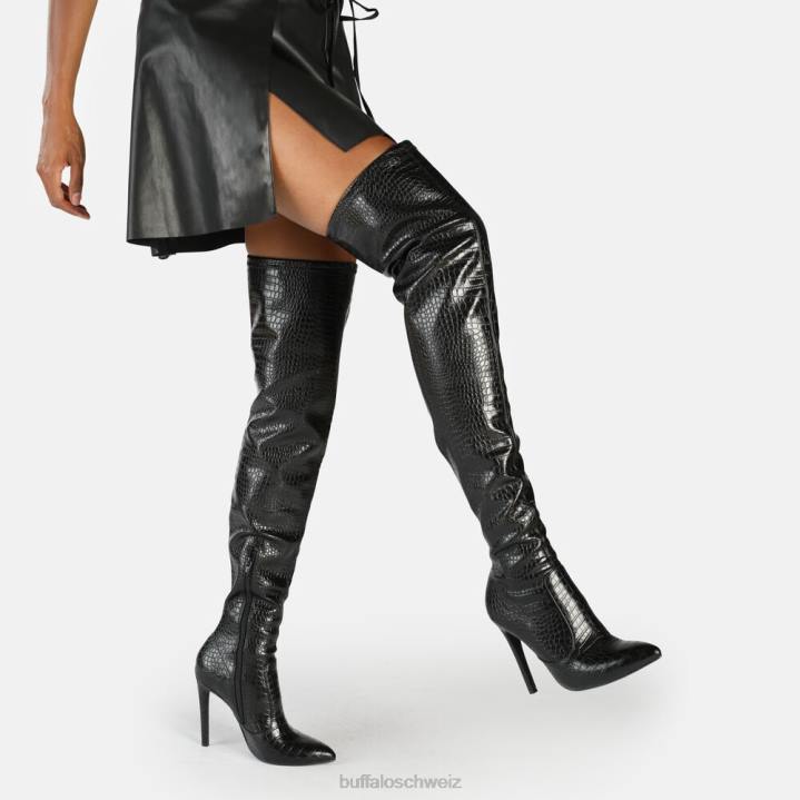 Buffalo Marjorie Overknee-Mittelstiefel vegan 846Z823 Schwarz|Stiefel