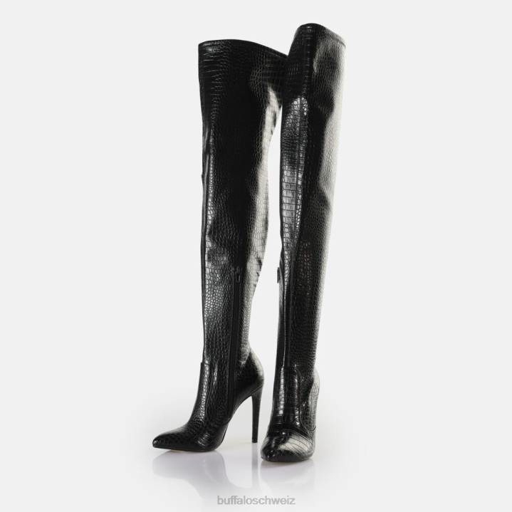 Buffalo Marjorie Overknee-Mittelstiefel vegan 846Z823 Schwarz|Stiefel