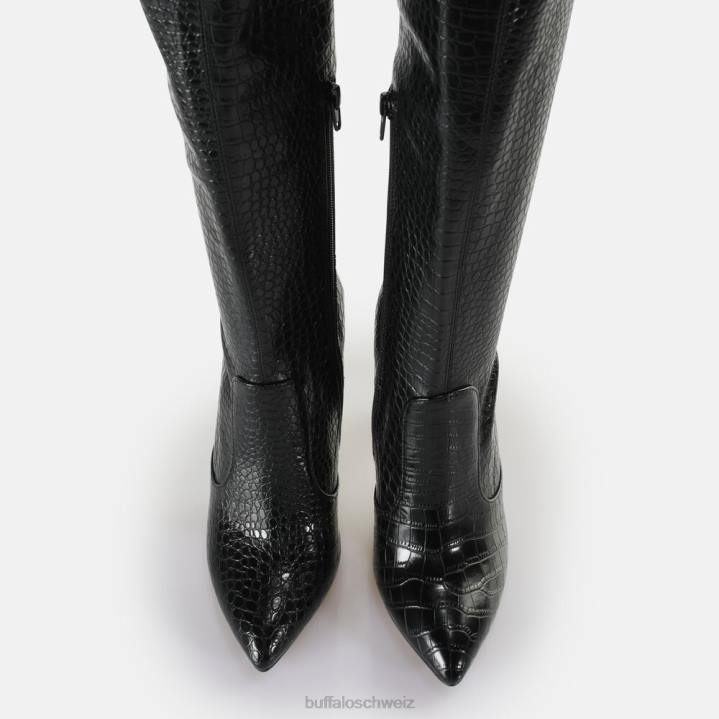 Buffalo Marjorie Overknee-Mittelstiefel vegan 846Z823 Schwarz|Stiefel