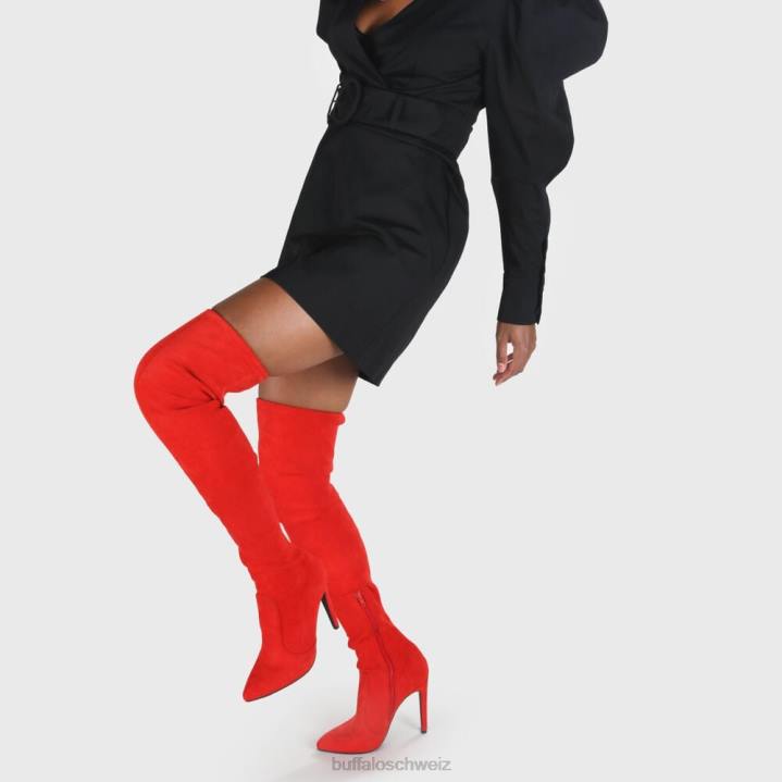 Buffalo Marjorie Overknee-Vegan 846Z104 Rot|Stiefel