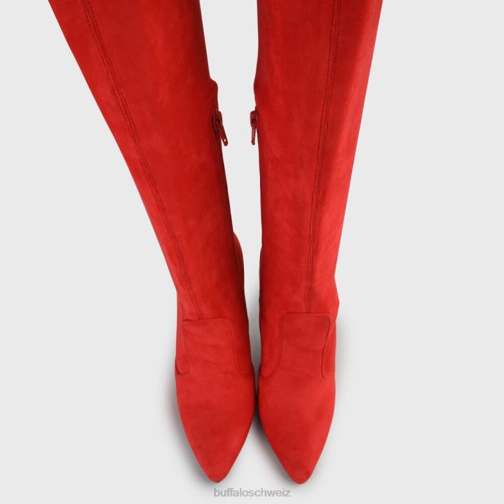 Buffalo Marjorie Overknee-Vegan 846Z104 Rot|Stiefel