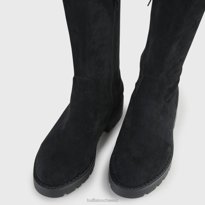 Buffalo Myrna Boot flach vegan 846Z502 Schwarz|Stiefel
