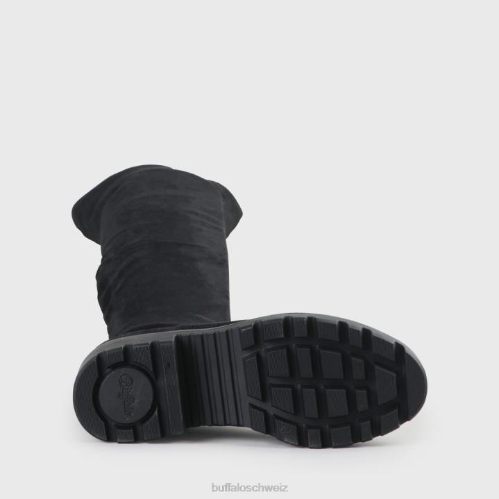 Buffalo Myrna Boot flach vegan 846Z502 Schwarz|Stiefel