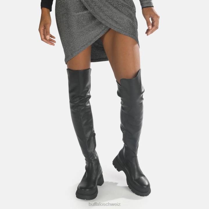 Buffalo Sofia Boot flach vegan 846Z805 Schwarz|Stiefel