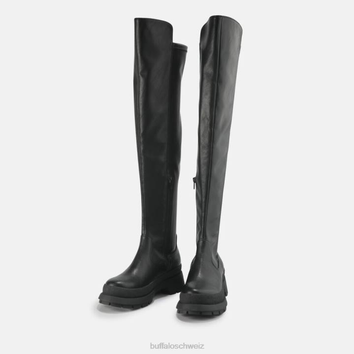 Buffalo Sofia Boot flach vegan 846Z805 Schwarz|Stiefel