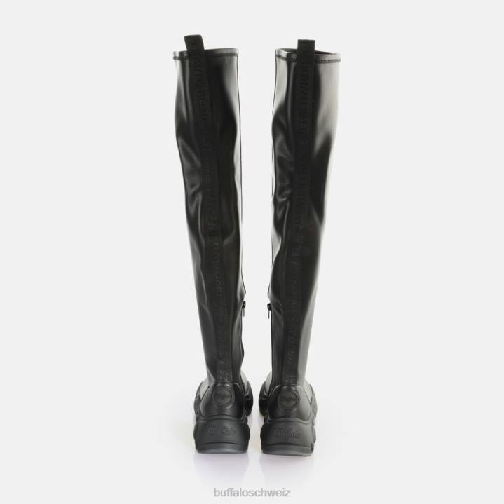 Buffalo binärer Overknee-Stiefel vegan 846Z472 Schwarz|Stiefel