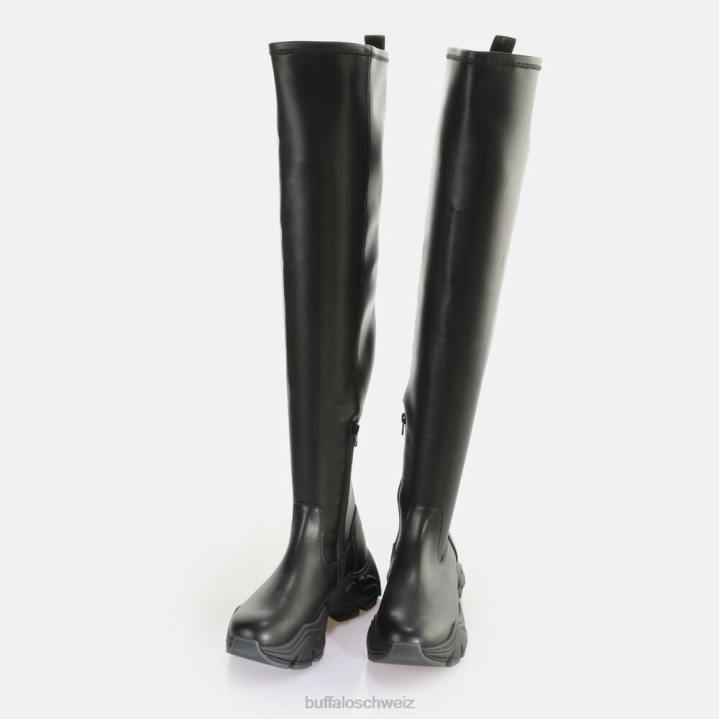 Buffalo binärer Overknee-Stiefel vegan 846Z472 Schwarz|Stiefel