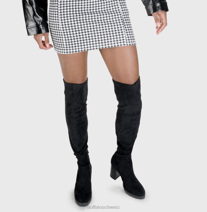 Buffalo madyson Overknee vegan 846Z560 Schwarz|Stiefel