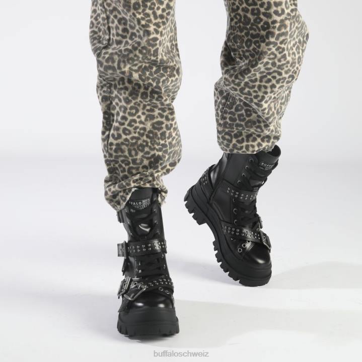 Buffalo Aspha Buckle Mid Ankle Boot vegan 846Z849 Schwarz|Stiefel