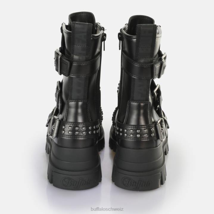 Buffalo Aspha Buckle Mid Ankle Boot vegan 846Z849 Schwarz|Stiefel