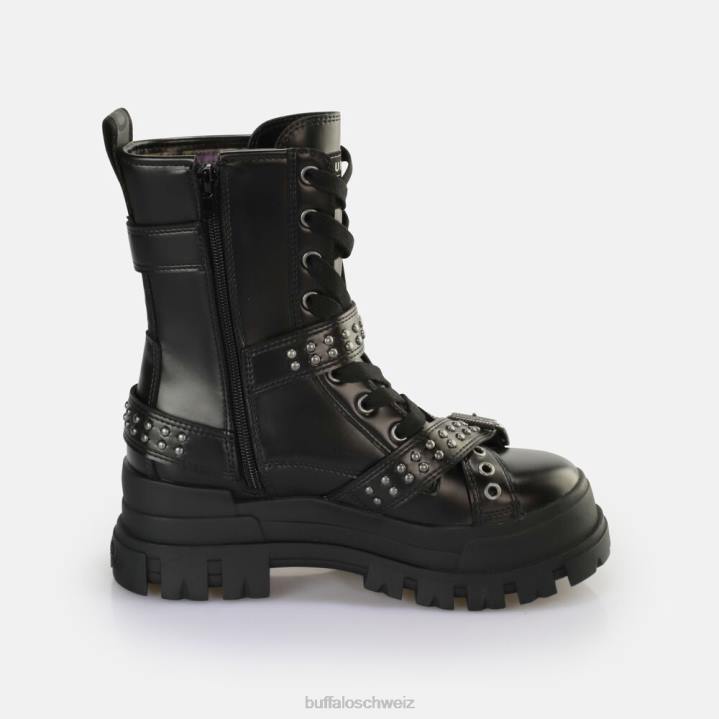 Buffalo Aspha Buckle Mid Ankle Boot vegan 846Z849 Schwarz|Stiefel