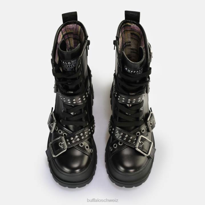 Buffalo Aspha Buckle Mid Ankle Boot vegan 846Z849 Schwarz|Stiefel