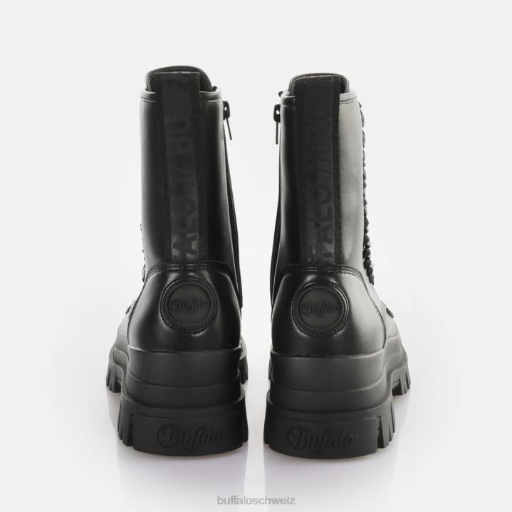 Buffalo Aspha Chain Laceup Mid Ankle Boot vegan 846Z784 Schwarz|Stiefel