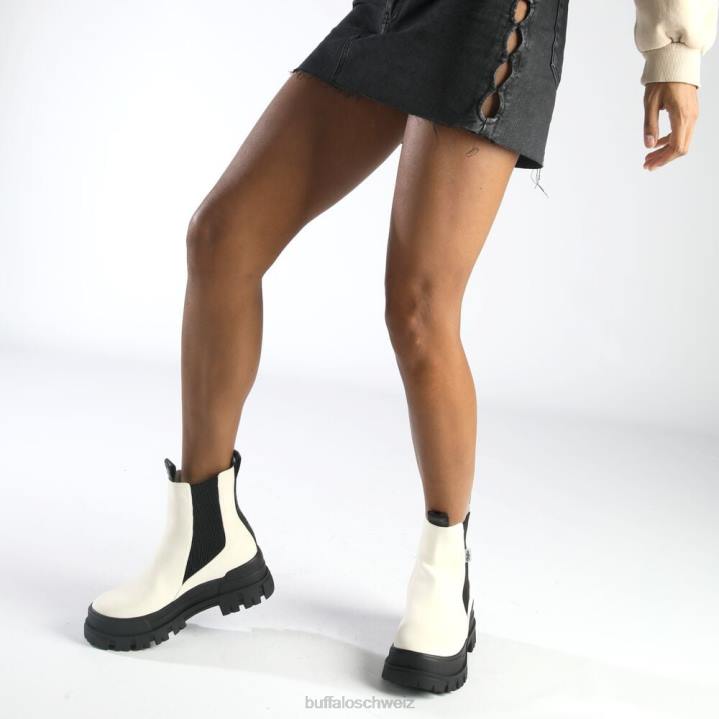 Buffalo Aspha Chelsea Mid Ankle Boot vegan 846Z478 eierschale/schwarz|Stiefel