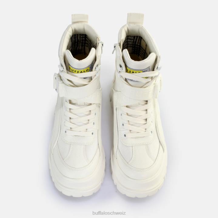 Buffalo Aspha Com1 Laceup Mid Ankle Boot Vegan 846Z793 Weiss|Stiefel