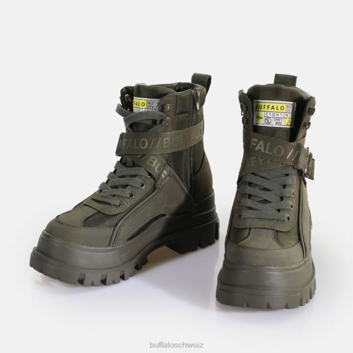 Buffalo Aspha Com1 Laceup Mid vegane Stiefeletten 846Z582 khaki|Stiefel