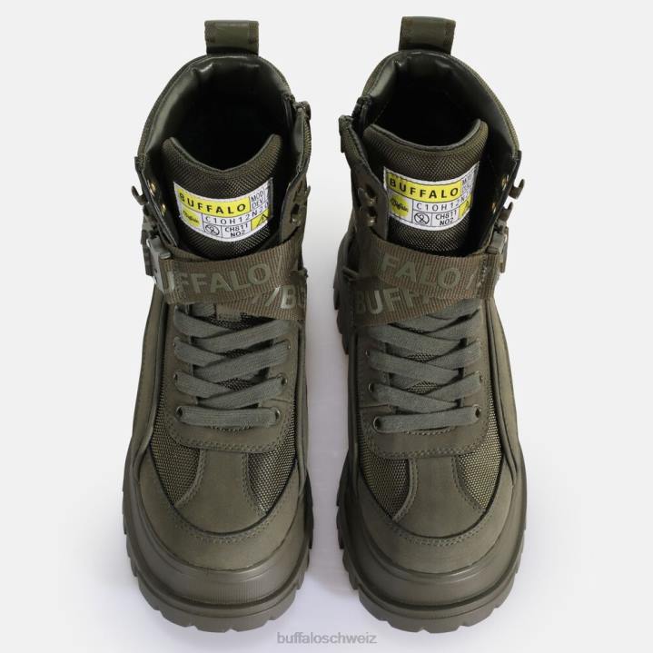 Buffalo Aspha Com1 Laceup Mid vegane Stiefeletten 846Z582 khaki|Stiefel