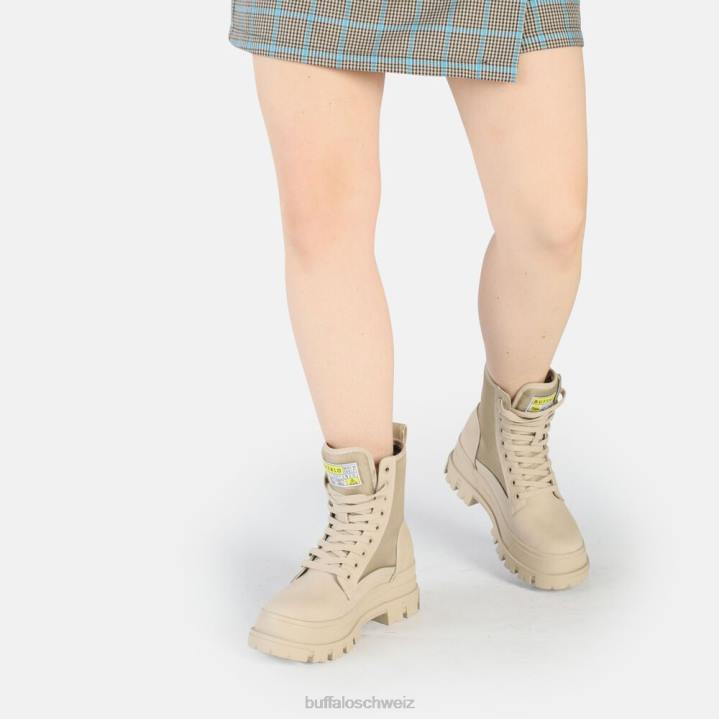 Buffalo Aspha Com2 Laceup Mid Ankle Boot vegan 846Z189 Creme|Stiefel