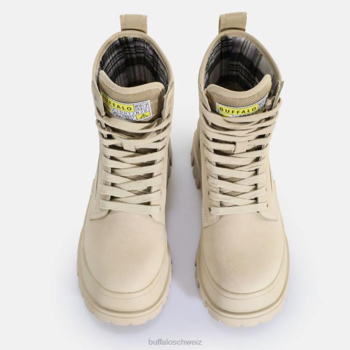Buffalo Aspha Com2 Laceup Mid Ankle Boot vegan 846Z189 Creme|Stiefel