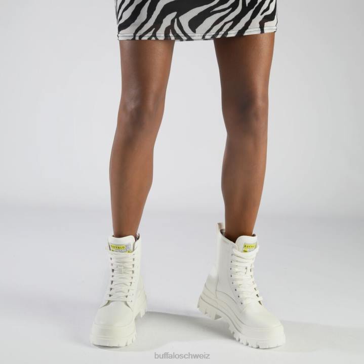 Buffalo Aspha Com2 Laceup Mid Ankle Boot vegan 846Z191 Weiss|Stiefel