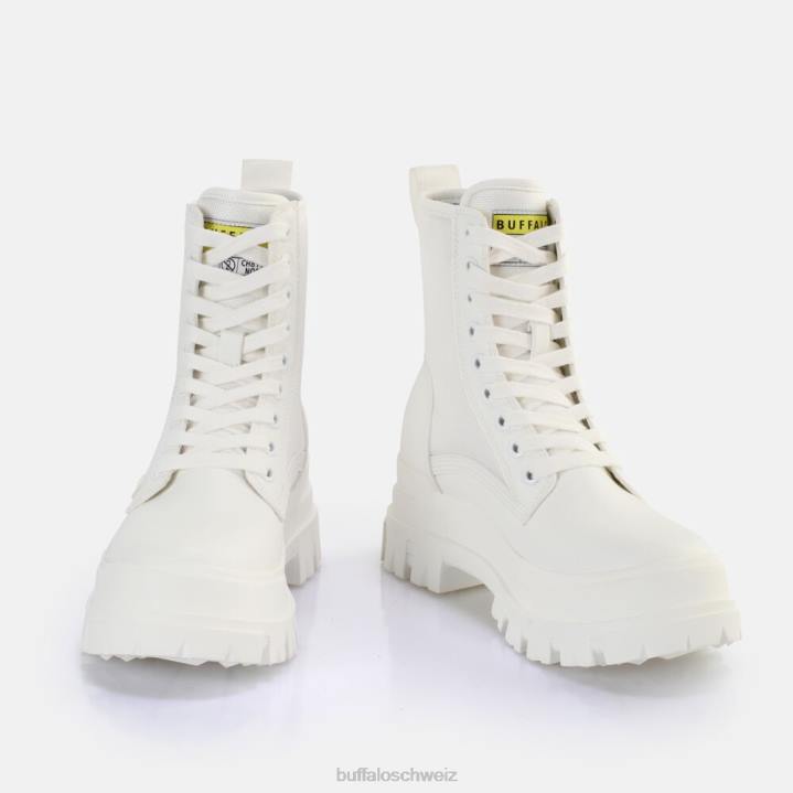 Buffalo Aspha Com2 Laceup Mid Ankle Boot vegan 846Z191 Weiss|Stiefel