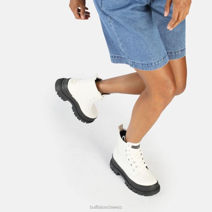 Buffalo Aspha Laceup Hi Ankle Boot vegan 846Z435 Weiss|Stiefel