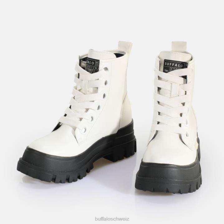 Buffalo Aspha Laceup Hi Ankle Boot vegan 846Z435 Weiss|Stiefel