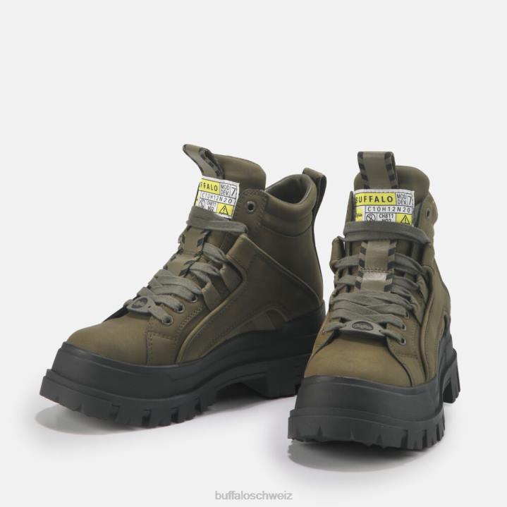Buffalo Aspha NC vegane mittelhohe Stiefeletten 846Z453 khaki|Stiefel