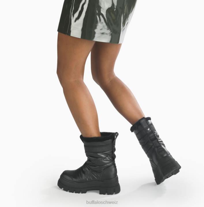 Buffalo Aspha Quilt Bootie flach vegan 846Z483 Schwarz|Stiefel