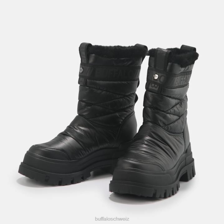 Buffalo Aspha Quilt Bootie flach vegan 846Z483 Schwarz|Stiefel