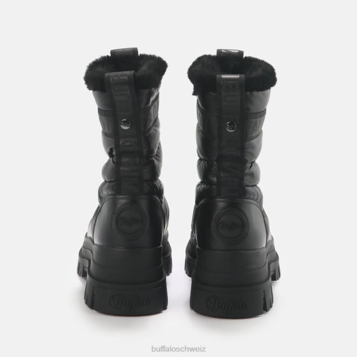 Buffalo Aspha Quilt Bootie flach vegan 846Z483 Schwarz|Stiefel