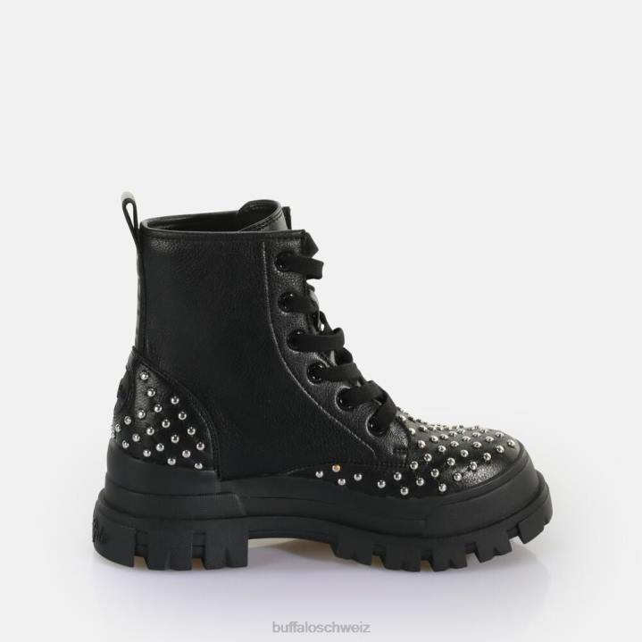 Buffalo Aspha Rld Pin Laceup Mid Ankle Boot vegan 846Z367 Schwarz|Stiefel