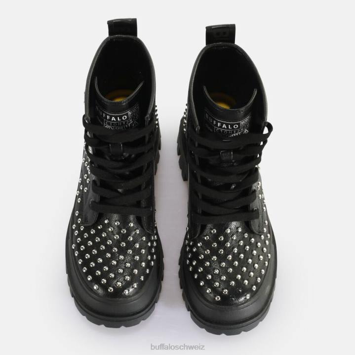 Buffalo Aspha Rld Pin Laceup Mid Ankle Boot vegan 846Z367 Schwarz|Stiefel