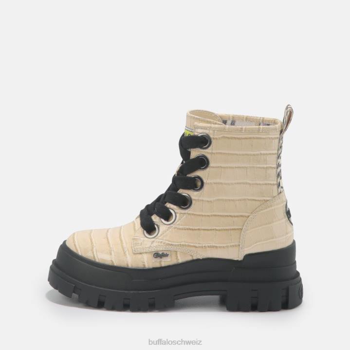 Buffalo Aspha Schnür-Hi-Bootie, flach, vegan 846Z371 Creme|Stiefel