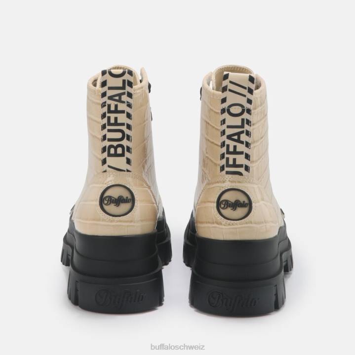 Buffalo Aspha Schnür-Hi-Bootie, flach, vegan 846Z371 Creme|Stiefel