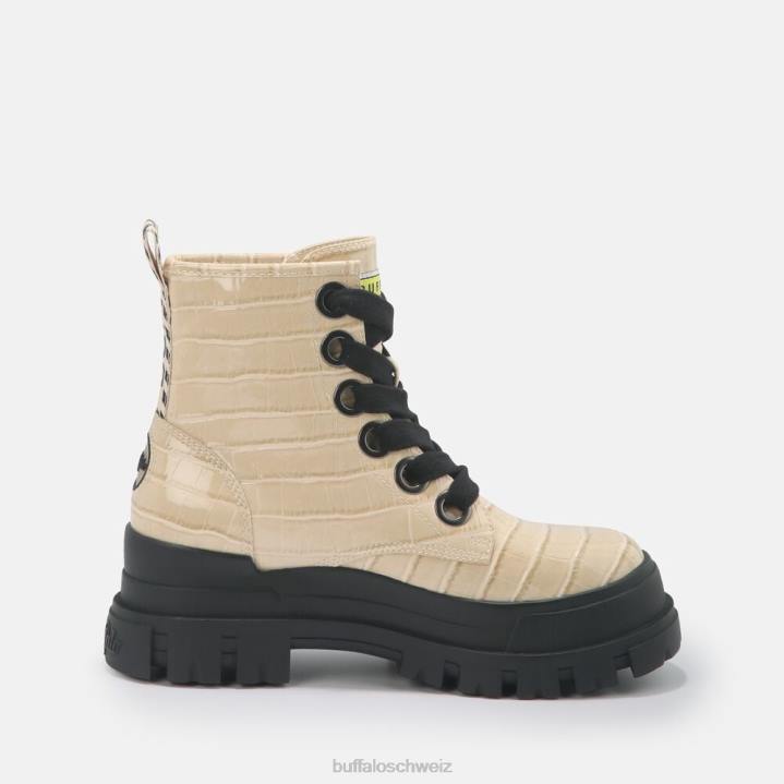 Buffalo Aspha Schnür-Hi-Bootie, flach, vegan 846Z371 Creme|Stiefel