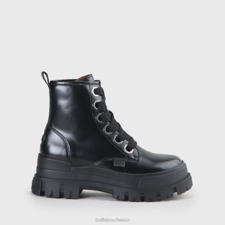 Buffalo Aspha Schnür-Hi-Bootie, flach, vegan 846Z847 Schwarz|Stiefel