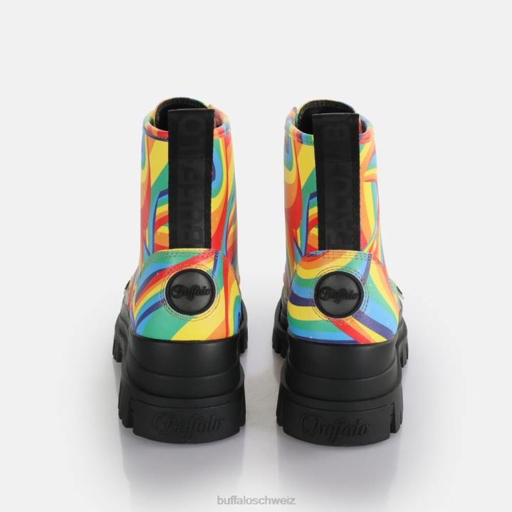 Buffalo Aspha Schnür-Hi-Stiefelette vegan 846Z370 schwarzer Regenbogen|Stiefel