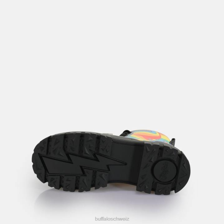 Buffalo Aspha Schnür-Hi-Stiefelette vegan 846Z370 schwarzer Regenbogen|Stiefel