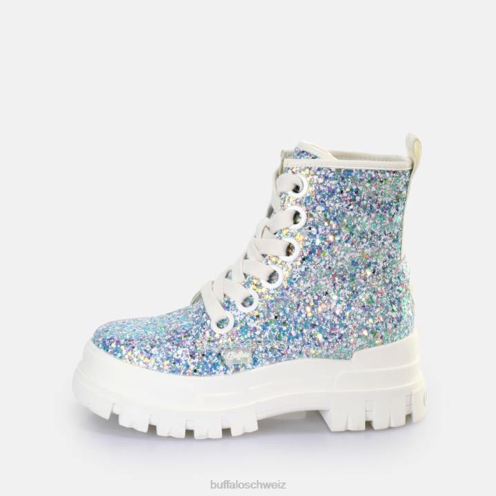 Buffalo Aspha Schnür-Hi-Stiefelette vegan 846Z372 silber/creme|Stiefel