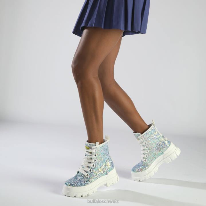 Buffalo Aspha Schnür-Hi-Stiefelette vegan 846Z372 silber/creme|Stiefel