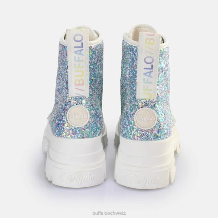 Buffalo Aspha Schnür-Hi-Stiefelette vegan 846Z372 silber/creme|Stiefel