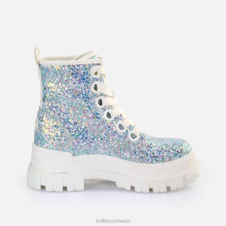 Buffalo Aspha Schnür-Hi-Stiefelette vegan 846Z372 silber/creme|Stiefel