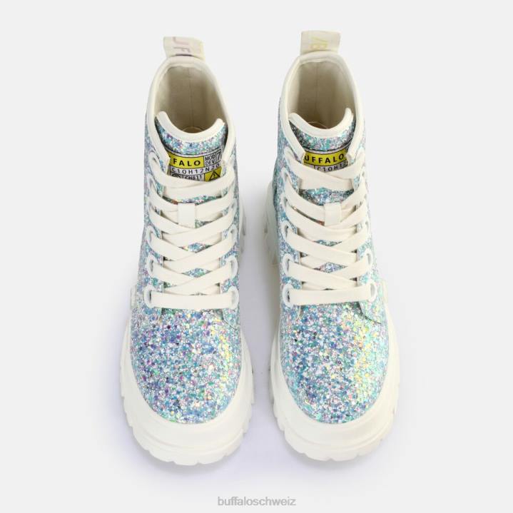 Buffalo Aspha Schnür-Hi-Stiefelette vegan 846Z372 silber/creme|Stiefel