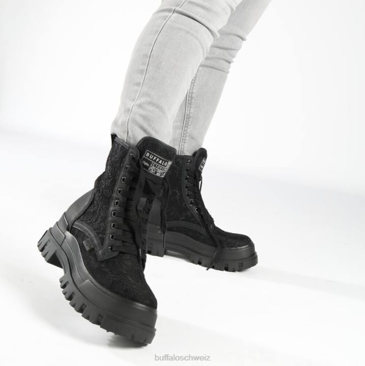 Buffalo Aspha Schnür-Hi-Stiefelette vegan 846Z431 Schwarz|Stiefel