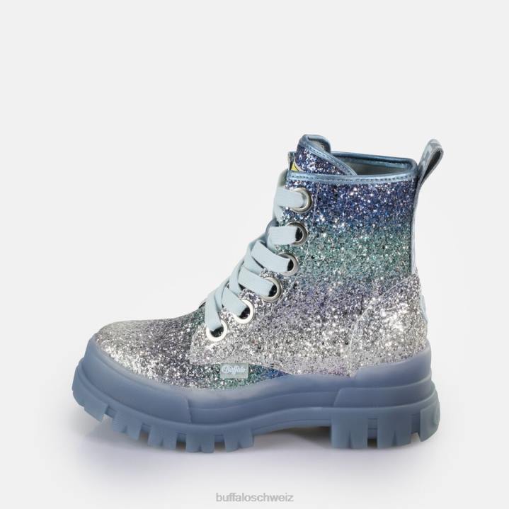 Buffalo Aspha Schnür-Hi-Stiefelette vegan 846Z440 Silber-Grau|Stiefel