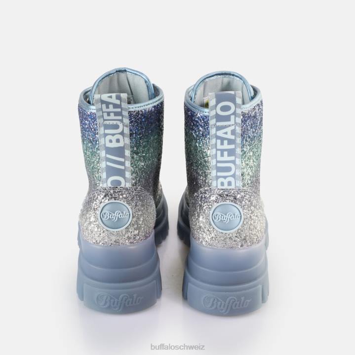 Buffalo Aspha Schnür-Hi-Stiefelette vegan 846Z440 Silber-Grau|Stiefel