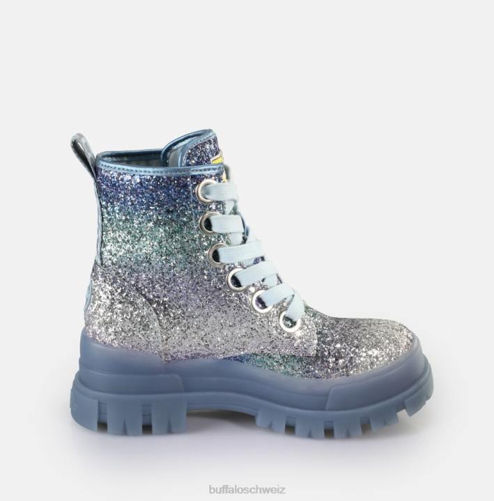 Buffalo Aspha Schnür-Hi-Stiefelette vegan 846Z440 Silber-Grau|Stiefel