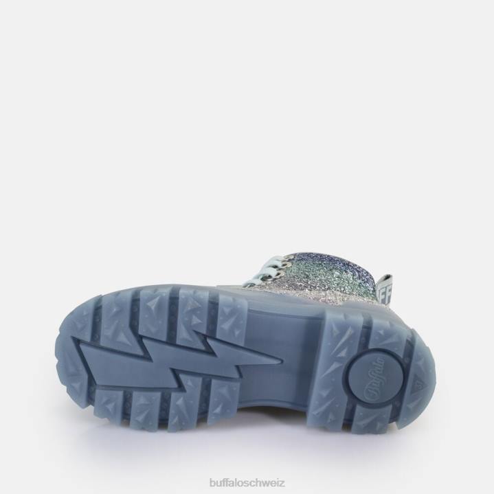 Buffalo Aspha Schnür-Hi-Stiefelette vegan 846Z440 Silber-Grau|Stiefel