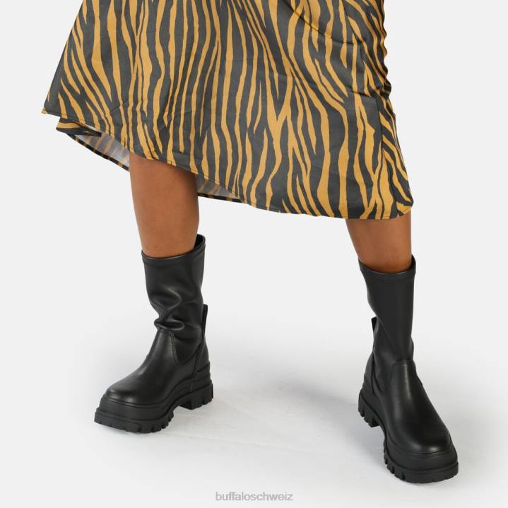 Buffalo Aspha Sockboot Mid Stiefeletten vegan 846Z808 Schwarz|Stiefel